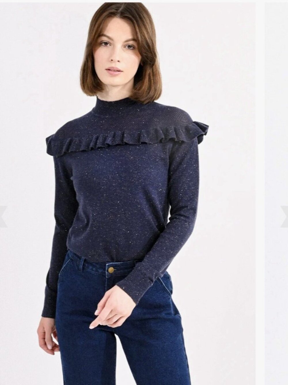 NWT Molly Bracken Navy Sparkly Sweater Sz Small